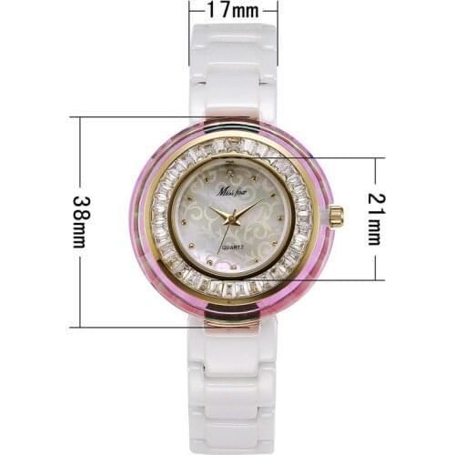Korean Style Fashion Crystal Women Watch Swim Ring Simple Casual White Ceramic Ladies Watch Free Shipping Items For Women