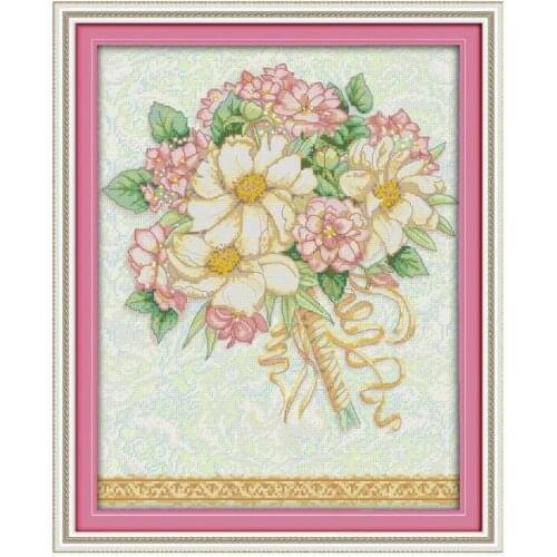 The Loves Bouquet Counted Cross Stitch Kit 14CT 11CT Canvas Printed Home Decor Stamped Fabric Thread Needlework Embroidery Sets