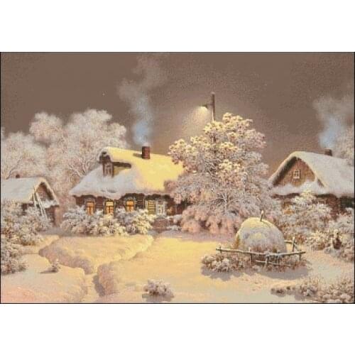 Snow at Night, Snow Scene, Igloo Top Quality Embroidery Needlework Print 14CT Unprinted Art Cross Stitch Kits DIY Handmade Decor