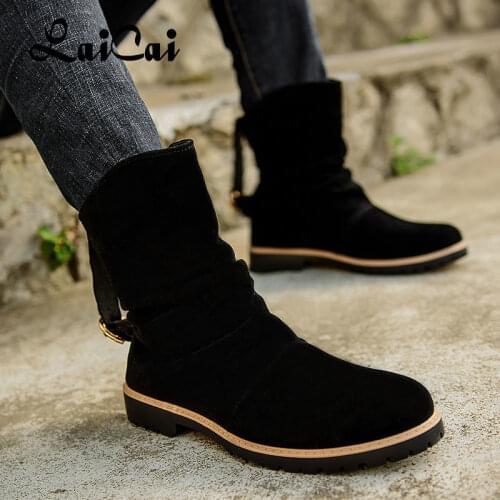 Autumn New Wear-Resistant Mens Boots High-Top Warm Snow Mens Shoes Winter Mid-Bang Ankle shoeTooling Desert British Retro Boot