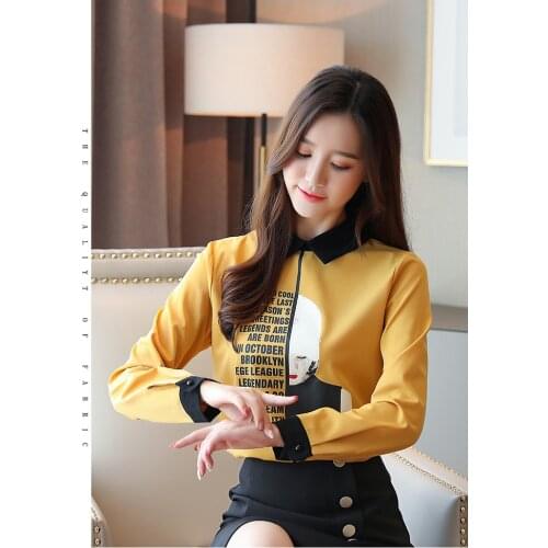 2021 autumn new womens square collar shirt printing long-sleeved bottoming shirt chiffon top letter red shirt women