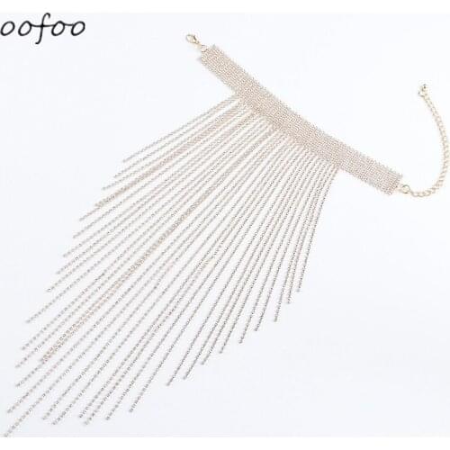 Oofoo Store Individuality Tassel Necklace 2020 Popular Jewelry Wedding Prom Long Fashion Full Rhinestone Necklace New Year Gift