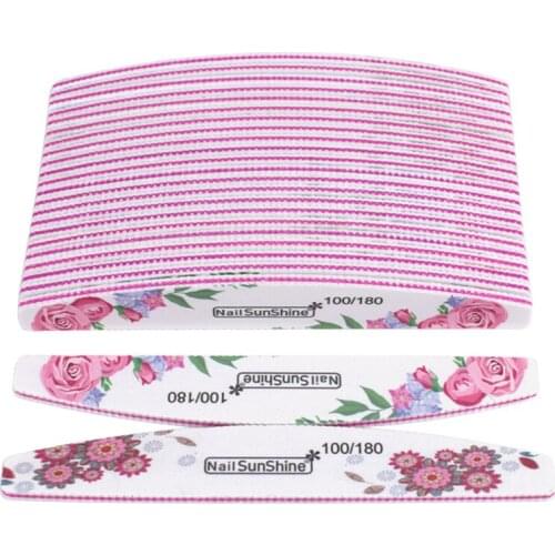 25Pcs/Lot 100/180 Grit White Sandpaper Nail File Double Sided Sanding Nail Files Emery Board Glitter Polishing Manicure Tools