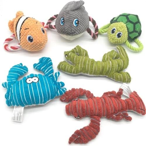 Pet Plush Toy Bite Resistant Dog Cleaning Teeth Chew Toys Cute Animals Shape Squeaky Stuffed Plush Toys Puppy Training Molar Toy