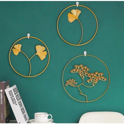 Nordic Style Leaf Shape Hanging Wall Decor Painting Background Iron Art Retro Home Living Room Bedroom Decor Accessories