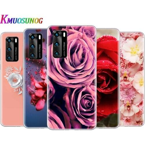 Transparent Cover Beautiful and lovely flower rose For Huawei P40 Lite E P30 P20 P10 P9 P8 Pro Plus Lite mini 2019 Phone Case