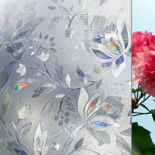 3D Rainbow Films for Stained Glass No Glue Static Decorative Privacy Window Self-Adhesive Film Anti UV Glass Sticker Window Gri