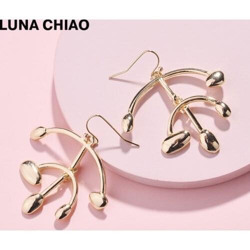 LUNA CHIAO Gold Plating Metal Statement Earrings Trendy Simple Drop Earrings for Women Jewelry Earrings
