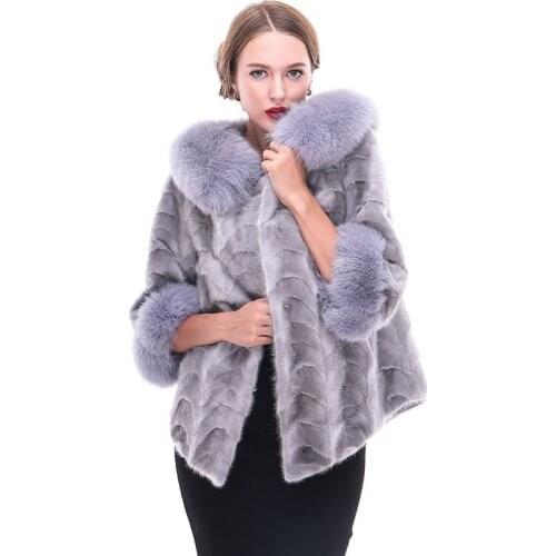 Mink fur coat ladies fight mink fashion simple pure color slim fit fur coat European and American new coat wholesale