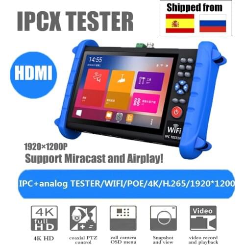 New 7 Inch Five In One H.265 4K IP HD CCTV Tester Monitor Analog AHD TVI CVI 8MP Camera Tester PTZ ONVIF WIFI POE 12V24V48V Out