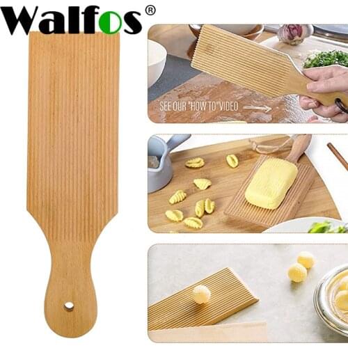 WALFOS Spiral Noodle Plate Wooden Noodle Tool Authentic Homemade Pasta and Gnocchi Rolls on Non-stick Butter Pasta Plate