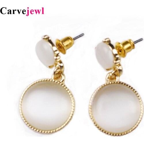 Carvejewl post earrings small glass round cats eye drop dangle earrings for women girl jewelry new Korean earrings wholesale