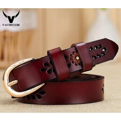 2017 Genuine Leather Belt Women Luxury Flower Hollow Cintos Femininos Designer Belts Fashion Metal Pin Buckle Belts For Women 10