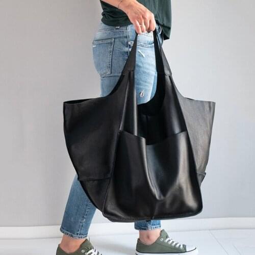 Winter Splicing Soft Leather Tote Bag Large Capacity Shoulder Bag Brands Handle Bags Designer Shopper Hobo Bags Vintage Tote sac