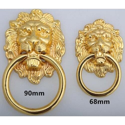 Gold lionhead drawer cabinet knob handle 90mm 68mm golden large meatball dresser cupboard door handles vintage style furniture