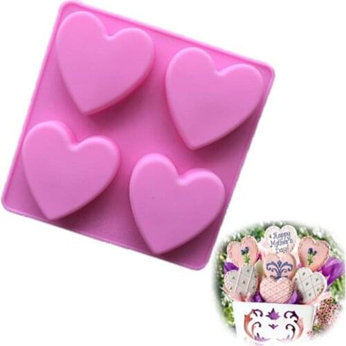 1PC Love Heart Shaped Silicone Molds Cake Decoration Fondant Candy Biscuit Chocolate Pastry Soap 3D Food Grade Silicone Moulds