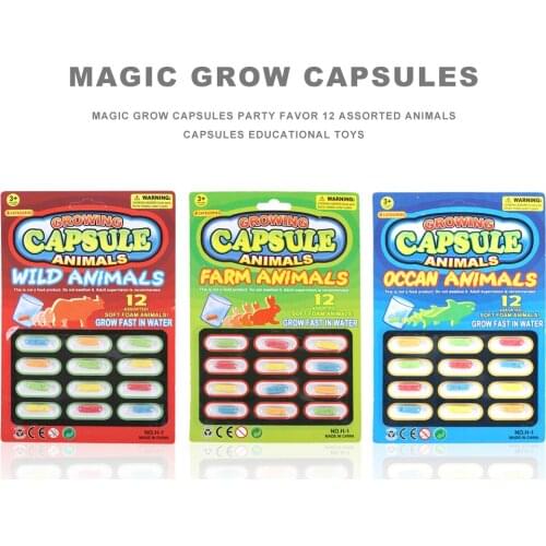 1 Pack 12 Assorted Magic Grow Capsules Party Favor Animals Capsules Educational Toys Soft Foam Sea Animals Mini Model Toy Kids