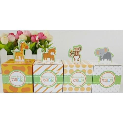 20pcs/lot Cartoon Animal Candy Box for Children Baby Shower Gift Packing Kraft Paper Boxes