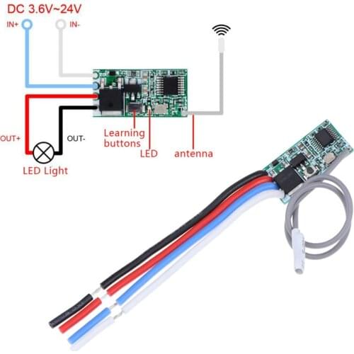 Universal DIY 433 Mhz 1CH RF Relay Receiver Wireless Remote Control Switch Micro Module LED Light Controller DC 3.6V-24V