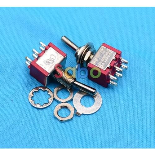 5PCS Red Mini MTS-202 SPDT 6Pin 2 Position On-on Toggle Switches 2A 250V AC / 5A 120V AC