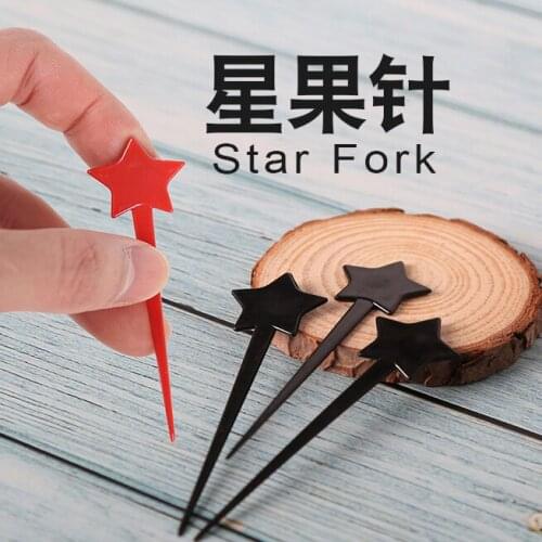 6000x Wholesale disposable color star fruit needle,five pointed star milk cover stick, sushi fork,fruit needle,trial fork