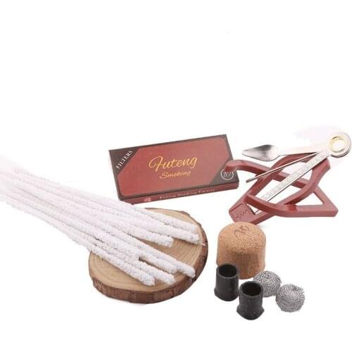 7pcs Wooden smoke pipe cleaning tool set Accessories Active filter Cleaning strip Foldable cleaner