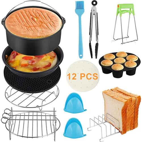 12pcs/set 7 Inch / 8 Inch Air Fryer Accessories for Gowise Phillips Cozyna and Secura Fit All Airfryer 3.7 4.2 5.3 5.8QT