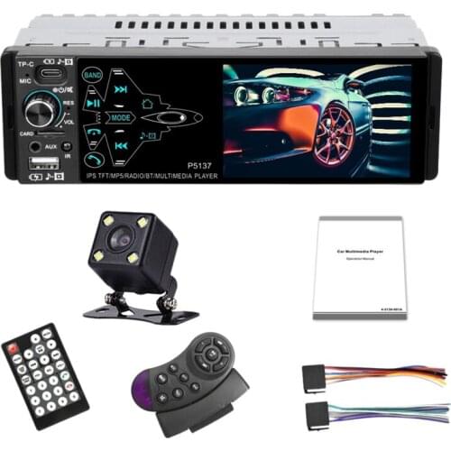 Car Radio, IPS 2.5D OLED Press Screen Bluetooth MP5 Player FM Radio with 2 USB Multimedia Audio Video with Camera
