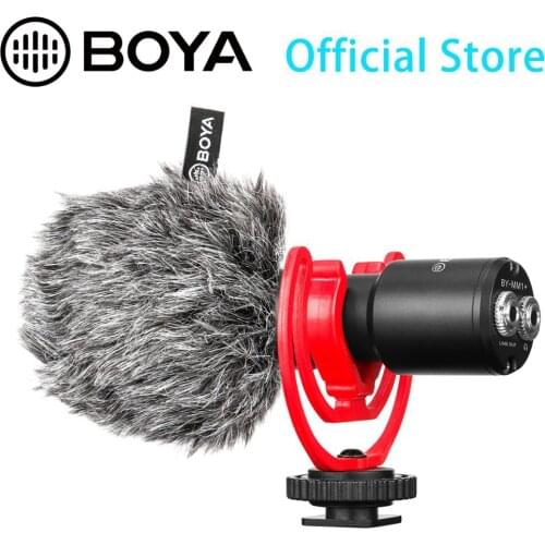 BOYA BY-MM1+ Universal Cardiod Shotgun Microphone for iPhone 7 6 Android Smartphone Mac Tablet PC Computer DSLR Camera Camcorder