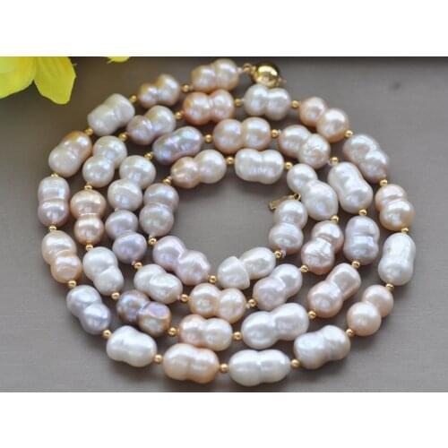 Z10426 17"-50" 17mm White Pink Lavender Double Freshwater Pearl Necklace bracelet