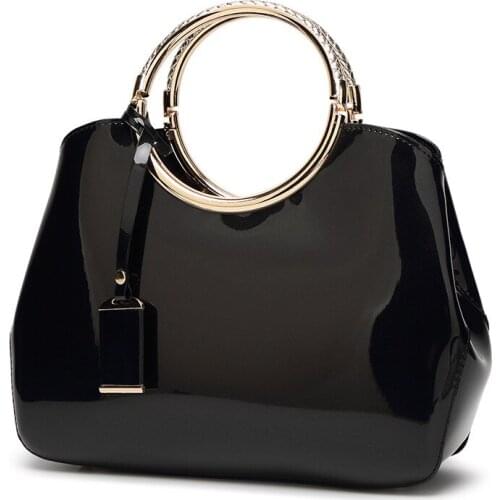 Boutique recommendation 2021 patent leather glossy handbags bridal wedding bag handbag womens shoulder messenger bag