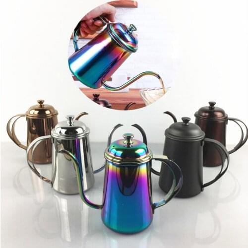Stainless Steel Kettle Blunt Pot Coffee Filter Teapot Narrow Hand Coffee Fine Mouth Pot Drip Brewed Court Pot Cafe Tool 650ml