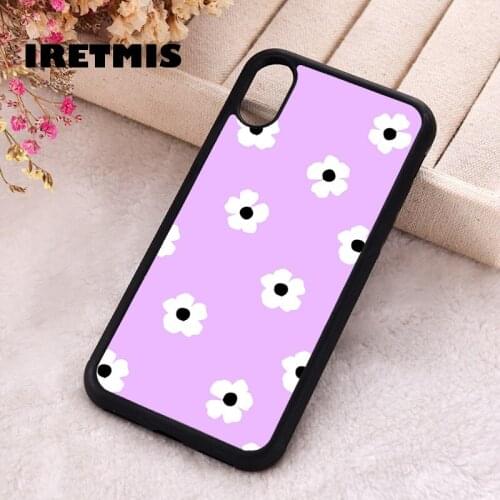 Iretmis 5 5S SE 2020 Phone Cover Case for iPhone 6 6S 7 8 Plus X Xs XR 11 12 Mini Pro Max Silicone TPU Purple Daisies