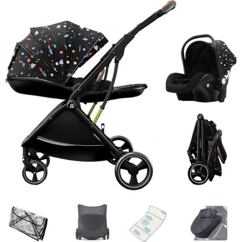 Lightweight Baby Stroller Pram 3 in 1 Portable Reversible Seat Pushchair for Children from Birth to 22kg