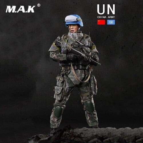 For Collection FS73016 1/6 Full Set Male Solider Action Figure Blue Helmet Warrior Chinese Peacekeeping Infantry Battalion Model