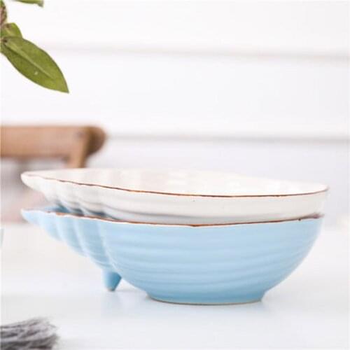 FANCITY Nordic Creative Dim Sum Plate Dish Plate Ceramic Flat Plate Set Home Conch Bowl Snack Snack Dried Fruit Small Dish