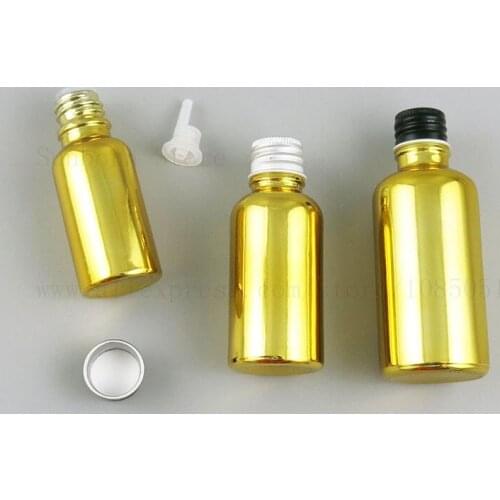 20pcs 5ml 10ml 30ml 50ml e Liquid Essential Oil Bottles Painted Gold Glass Vial Container with Aluminum Cap
