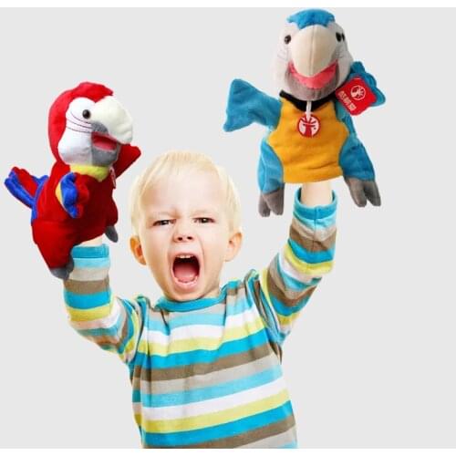 Cartoon animal simulation parrot plush hand puppet creative early childhood education educational toy children gift