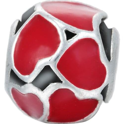 Red Heart Design Jewelry Elegant For Womens DIY Bracelets Charm Beads Hot Sale Gift Dropshipping Charms Bead