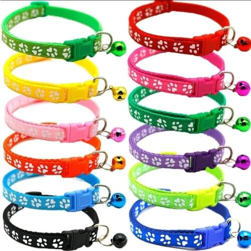 Colorful Pet Supplies Cat Collar Cat Necklace And Cat Paw Print Adjustable Collar Bell Positioning Footprint Pet Collar Dropship