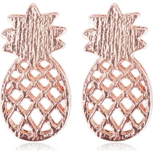 Fashion Metal Simple Hollow Gold Silve Color Pineapple earrings Alloy Plating Cute Fruit New Jewelry For Women Gift