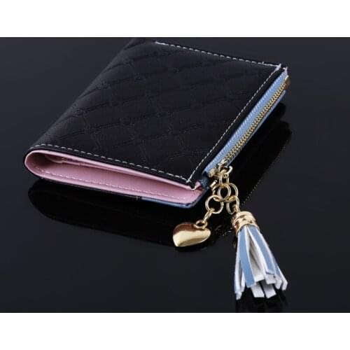 Fashion Clutch Bag Patchwork Tassel Women Wallet Short Zipper Large Capacity Coin Purse Casual Brief Card Holder Pocket