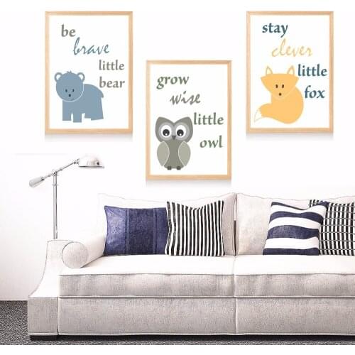 Forest Themed Nursery Set Canvas Art Print Painting Poster Wall Pictures For Kids Room Home Decorative Bedroom Decor No Frame