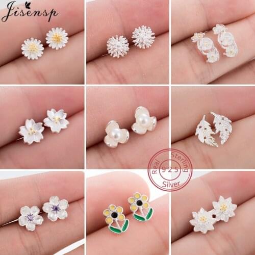 Multiple 925 Sterling Silver Jewelry Women Daisy Flower Stud Earrings for Girls Cute Lotus Flowers Snowflake Earings S925 Gift