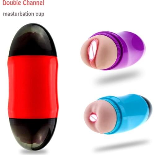 New Dual Hole Oral Vibrator Masturbator For Man Artificial Vagina Sex Toys for Men Anal Deep Throat Pocket Pussy Sex Product