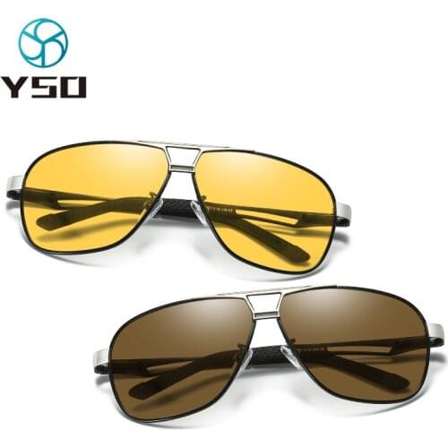YSO Photochromic Night Vision Glasses For Women Men Metal Frame Polarized Glasses Car Driving Anti Glare Night Vision Goggles