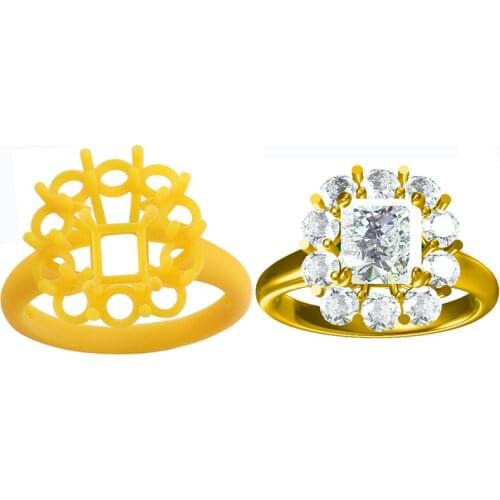 Wholesale Wax 3D Model Castable Resin Printing Services for Accuracy STL Files Jewelry Ring with Stones