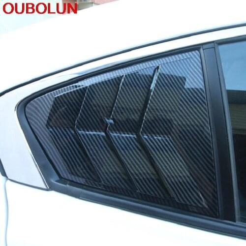 OUBOLUN For Mazda 3 M3 Axela 2019 2020 Rear Triangle Window Louver Vent Shutter Frame Garnish Cover Trim ExteriorAccessories ABS