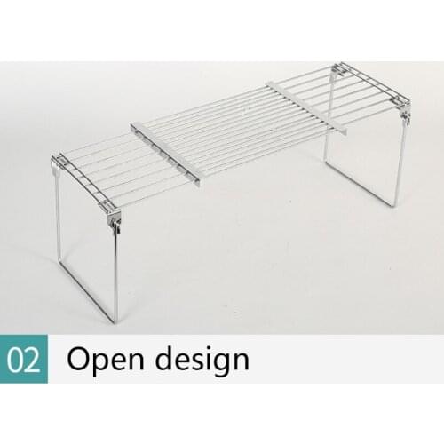 P15D 2 in 1 Kitchen Expandable Counter Shelf Stackable Pantry Shelves Carbon Steel Cabinet Shelf Organizers