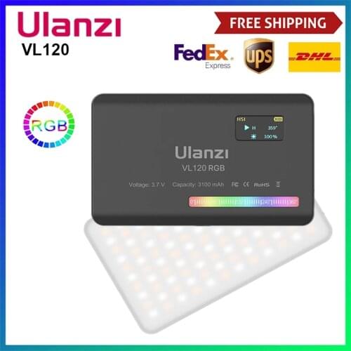 Ulanzi VL120 Full Color RGB Video Light Mini Bi-Color LED Camera Light 3100mAh Rechargeable for Youtube Vlog Camera